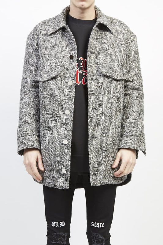 Melange metallic tweed outer shirt