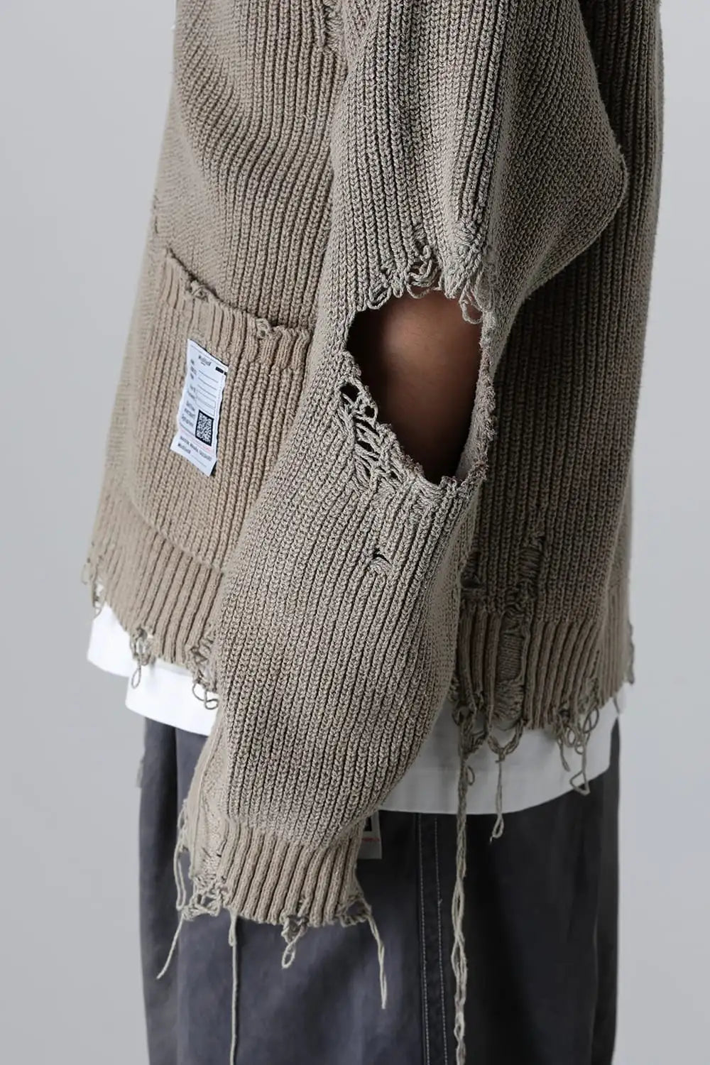 Bleached Knit Cardigan Khaki