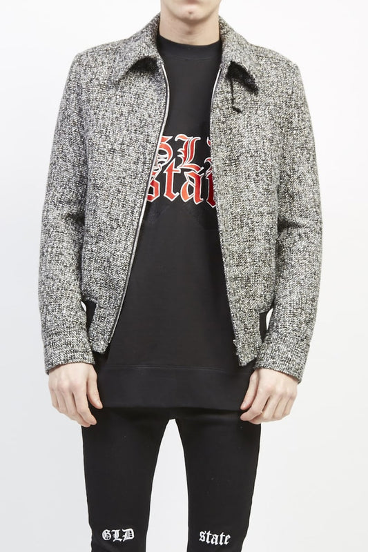 Melange metallic tweed blouson