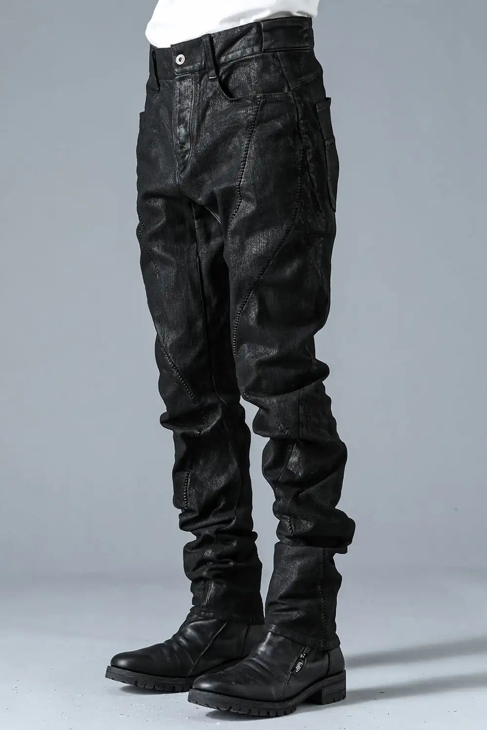 Product Coated Stretch Denim Overlock Twist Curve Slim Pants