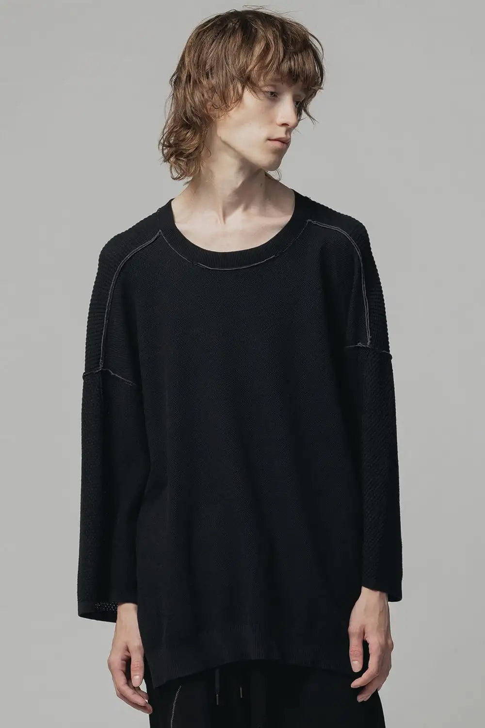 14G Mix Yarn S/S Sweater Black