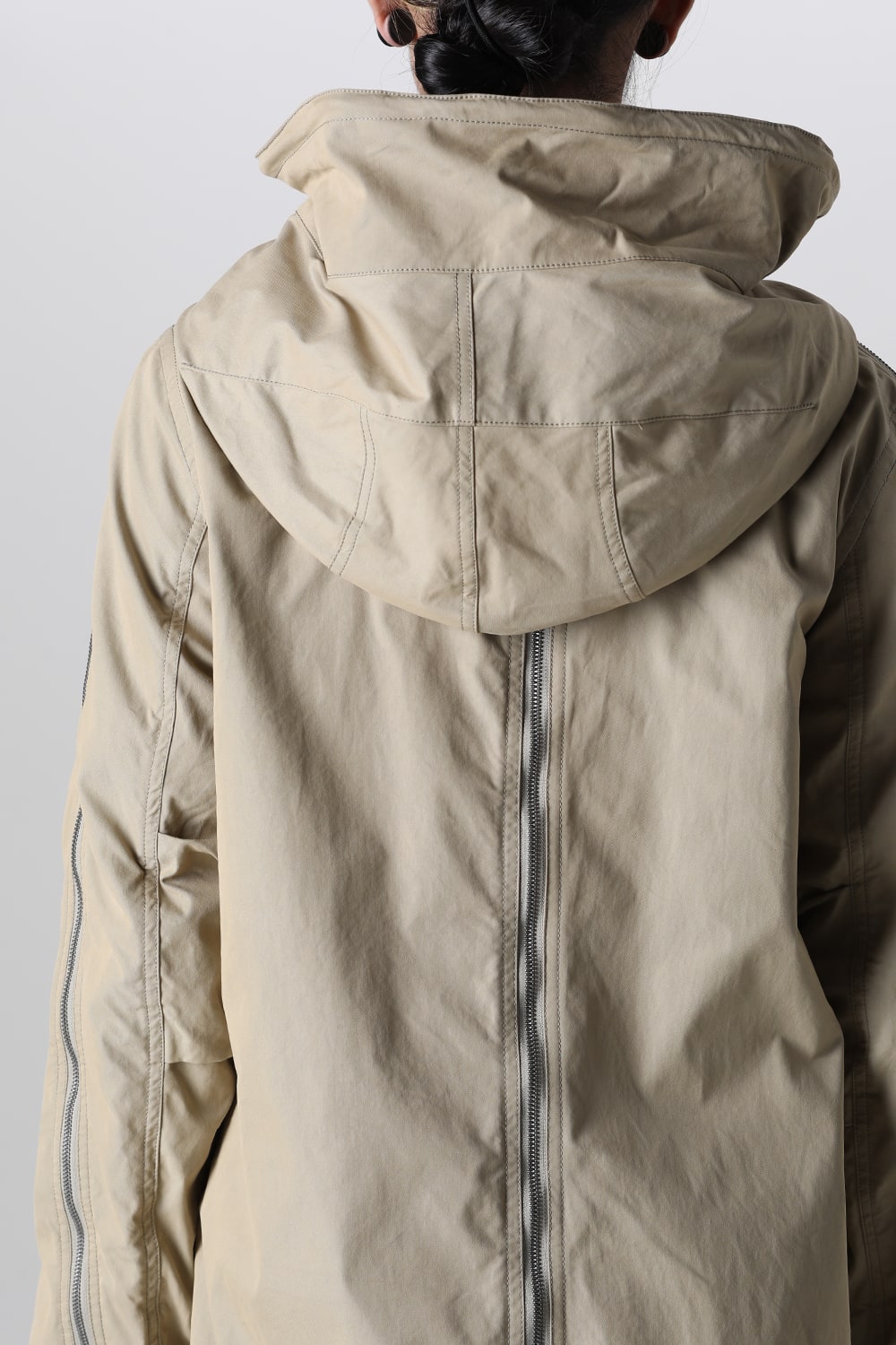 Multi Zip Military Hoodie Coat - Without Patches Beige