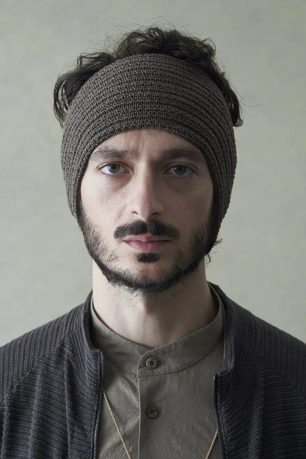 Knit headband cotton/nylon / linen Slate Gray