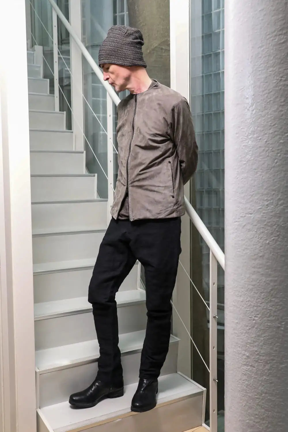 Jacket soft nubuck cow leather Sand Gray