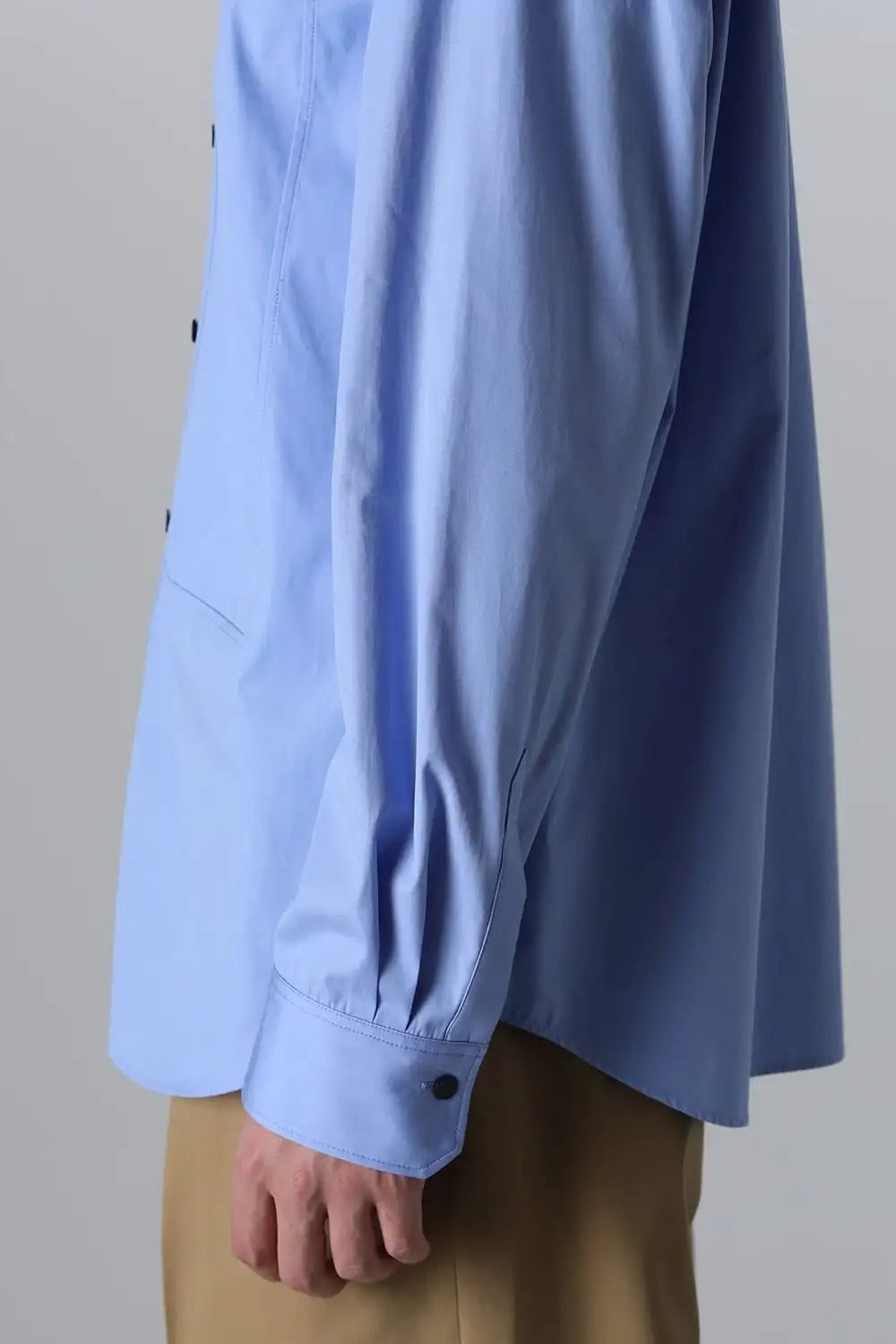 フロントパネルシャツウィズレザータブ Sax