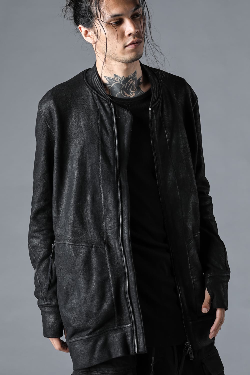 Untwisted Fleece-Line Coated Bomber Jacket