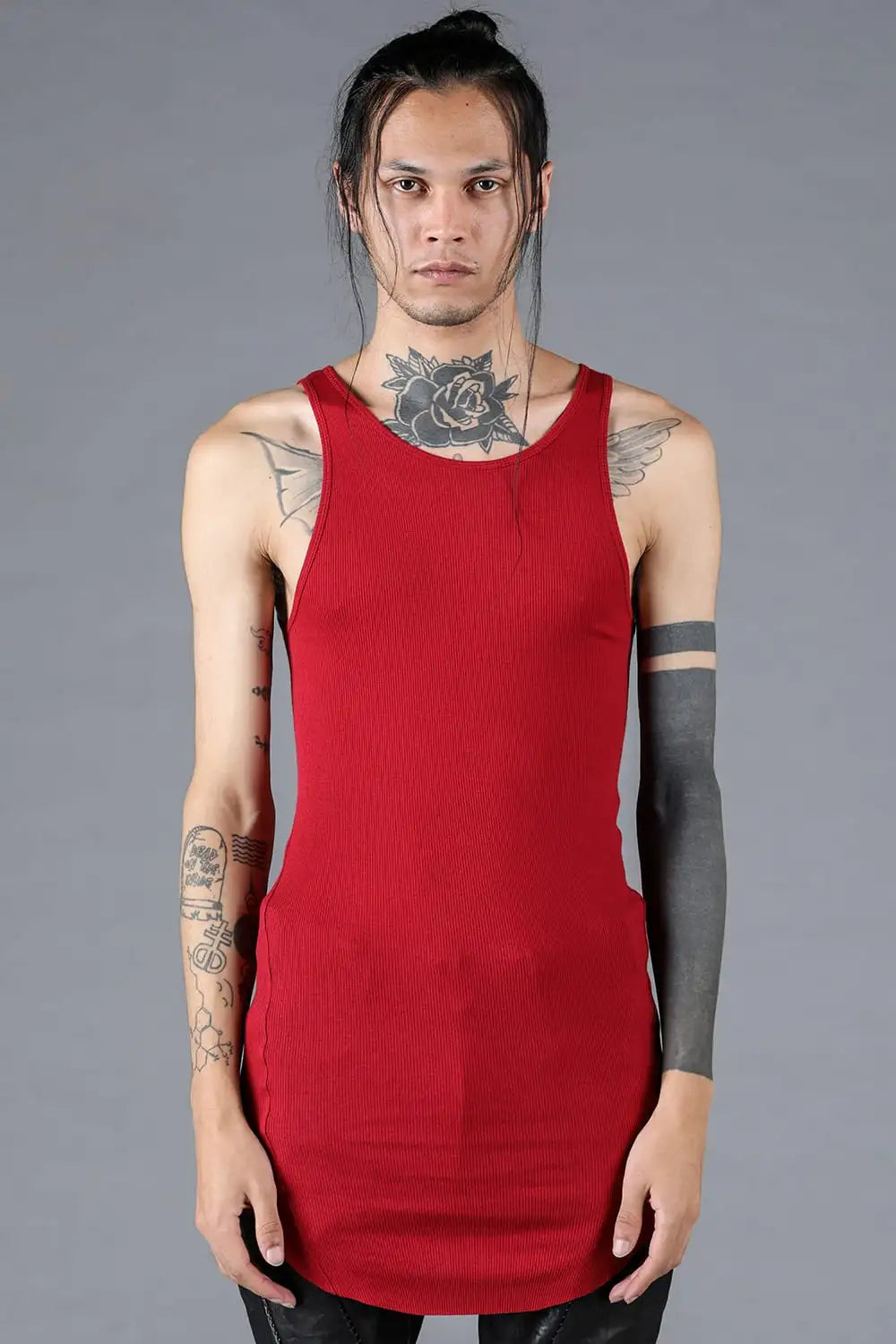 Cotton x Rayon Ribbed Tank Top Red