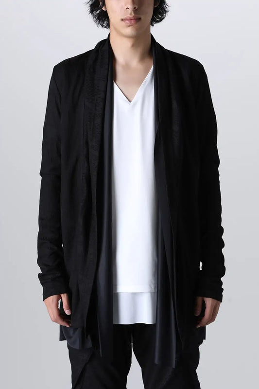 Layered Shawl Cardigan Black&Black