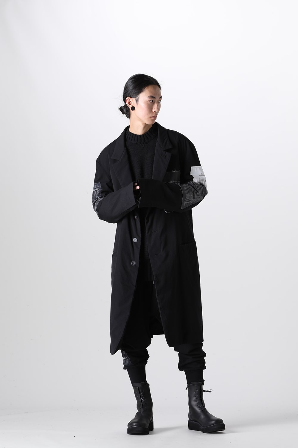 Oversized Long Jacket w/Printed Patches