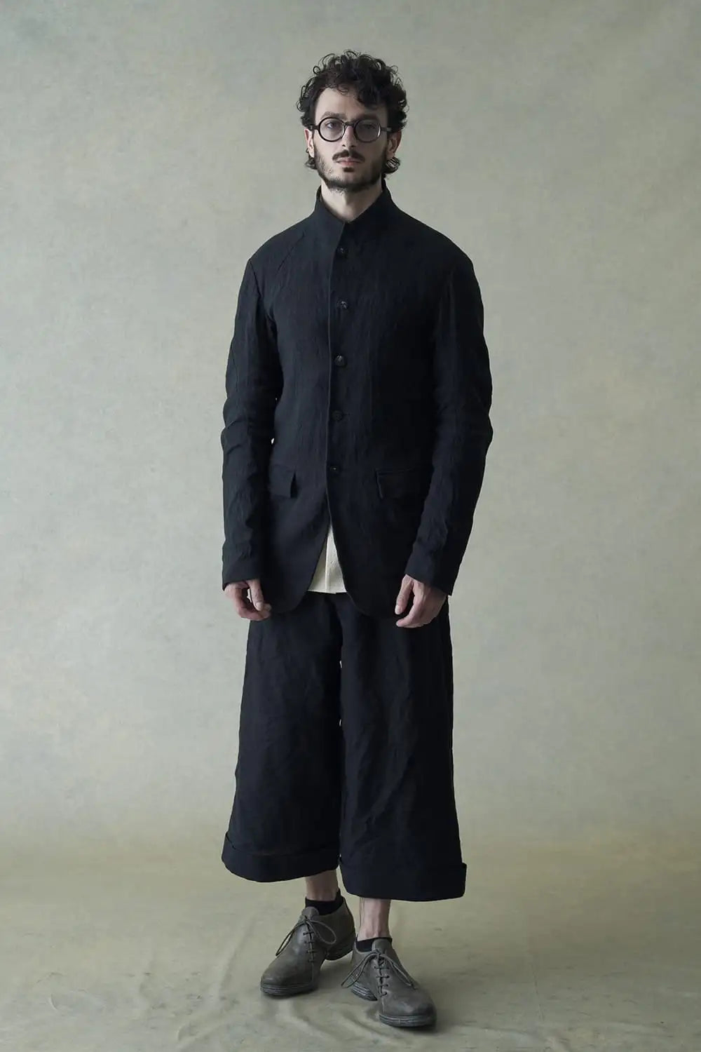 Cropped baggy pants linen / japanese paper