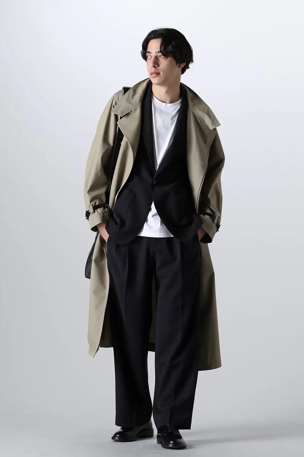 Stand Collar Coat With Leather Strap