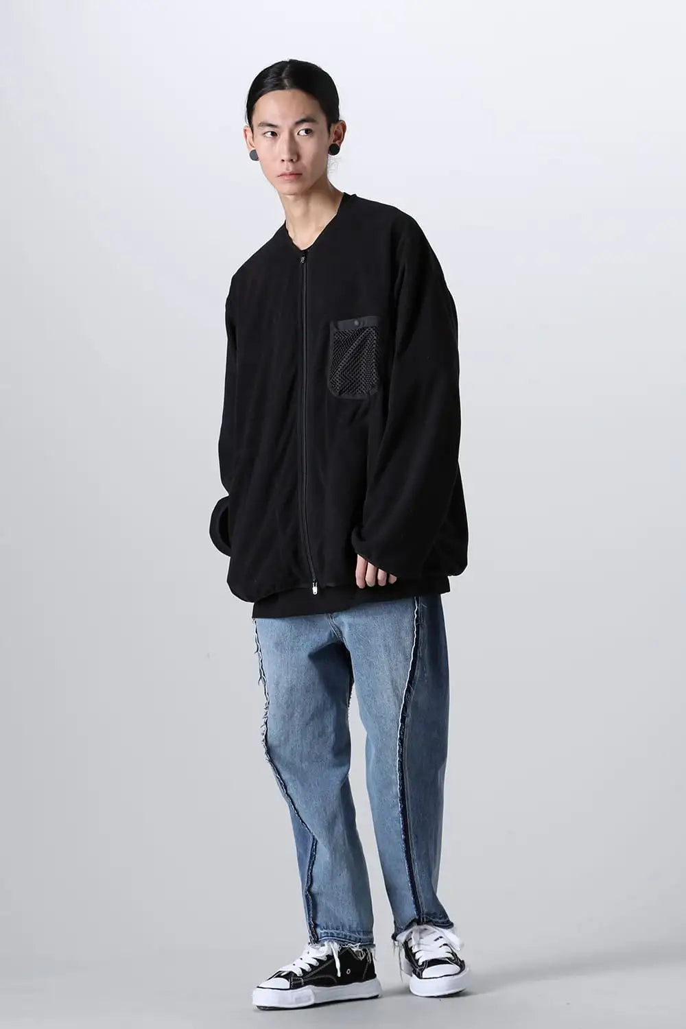 back gusset sleeve full zip fleece jacket.(solid)