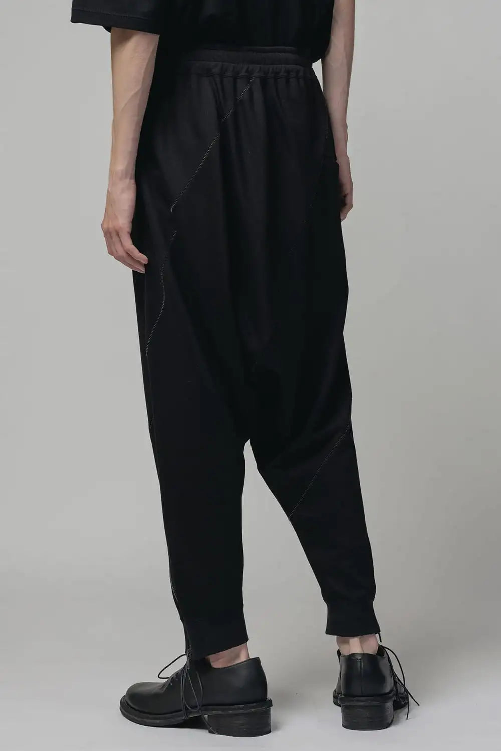 Sweat Drop-Crotch Pants  Black