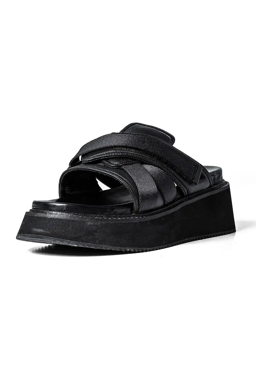 Coated Goat Suede Velcro Sandal