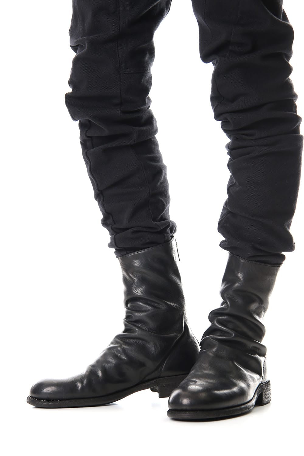 Middle Back Zip Boots Single Sole - Horse Full Grain Leather - 988