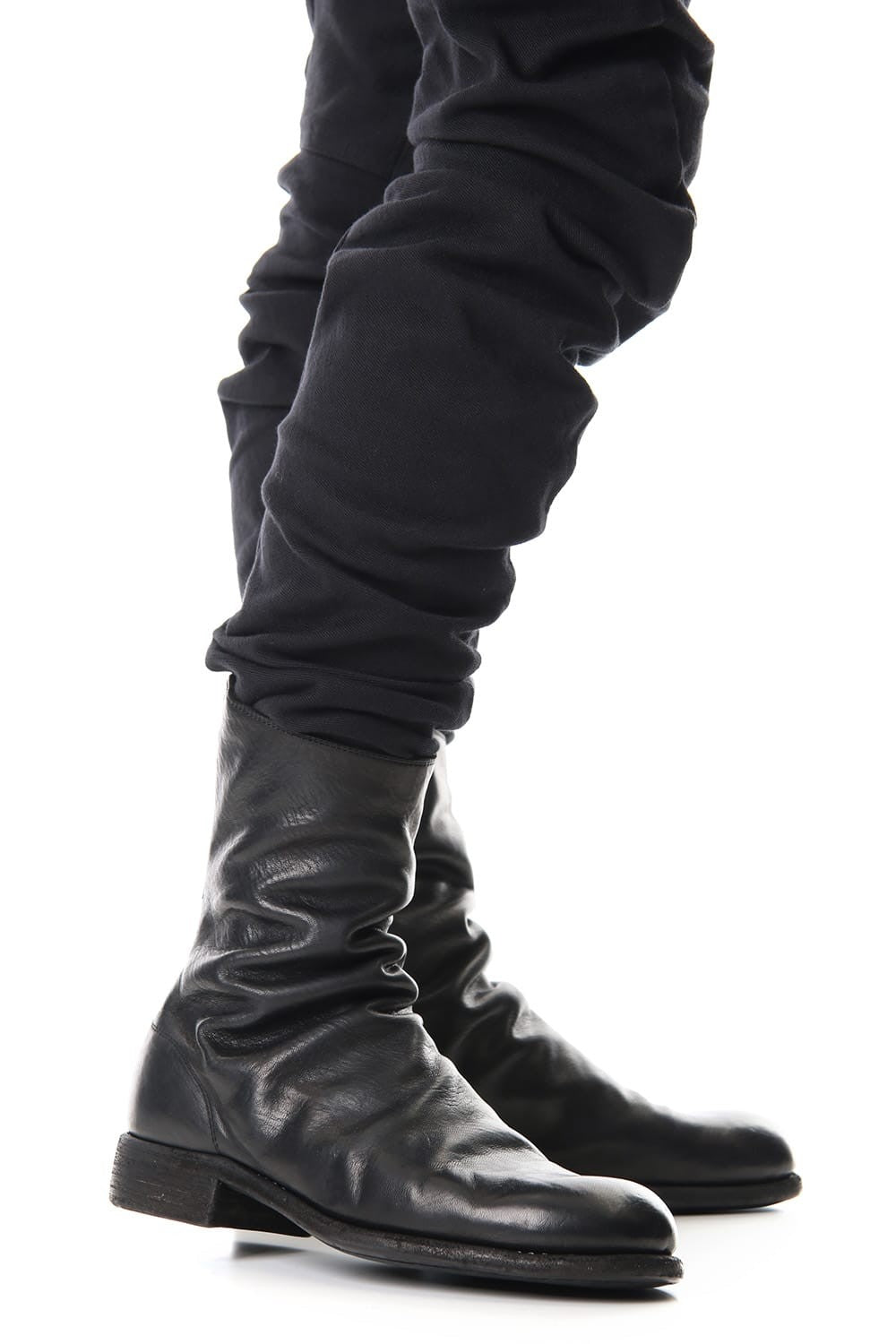 Middle Back Zip Boots Single Sole - Horse Full Grain Leather - 988