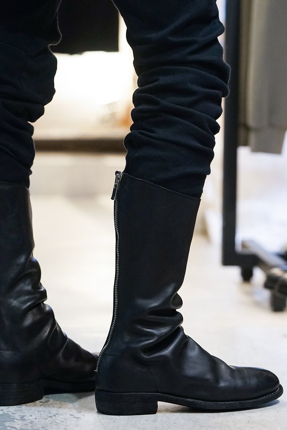 Long Back Zip Boots Single Sole - Horse Full Grain Leather - 989