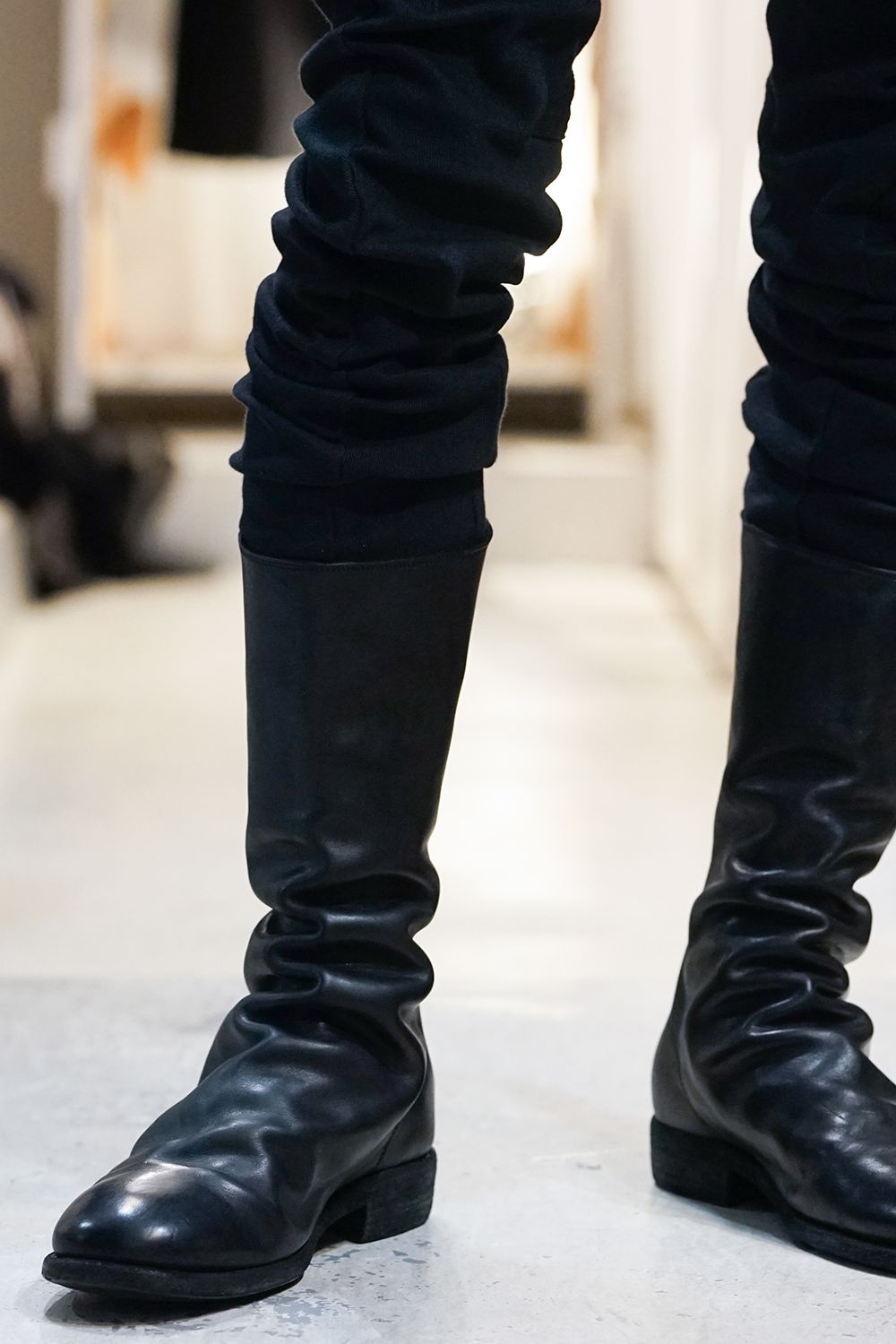 Long Back Zip Boots Single Sole - Horse Full Grain Leather - 989