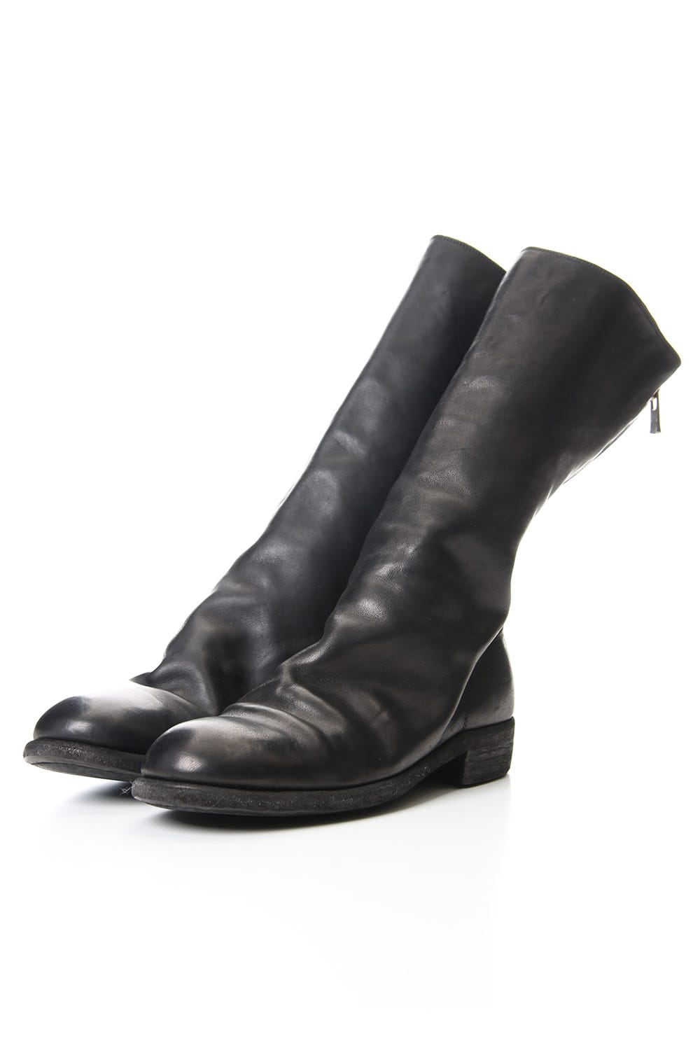 Long Back Zip Boots Single Sole - Horse Full Grain Leather - 989