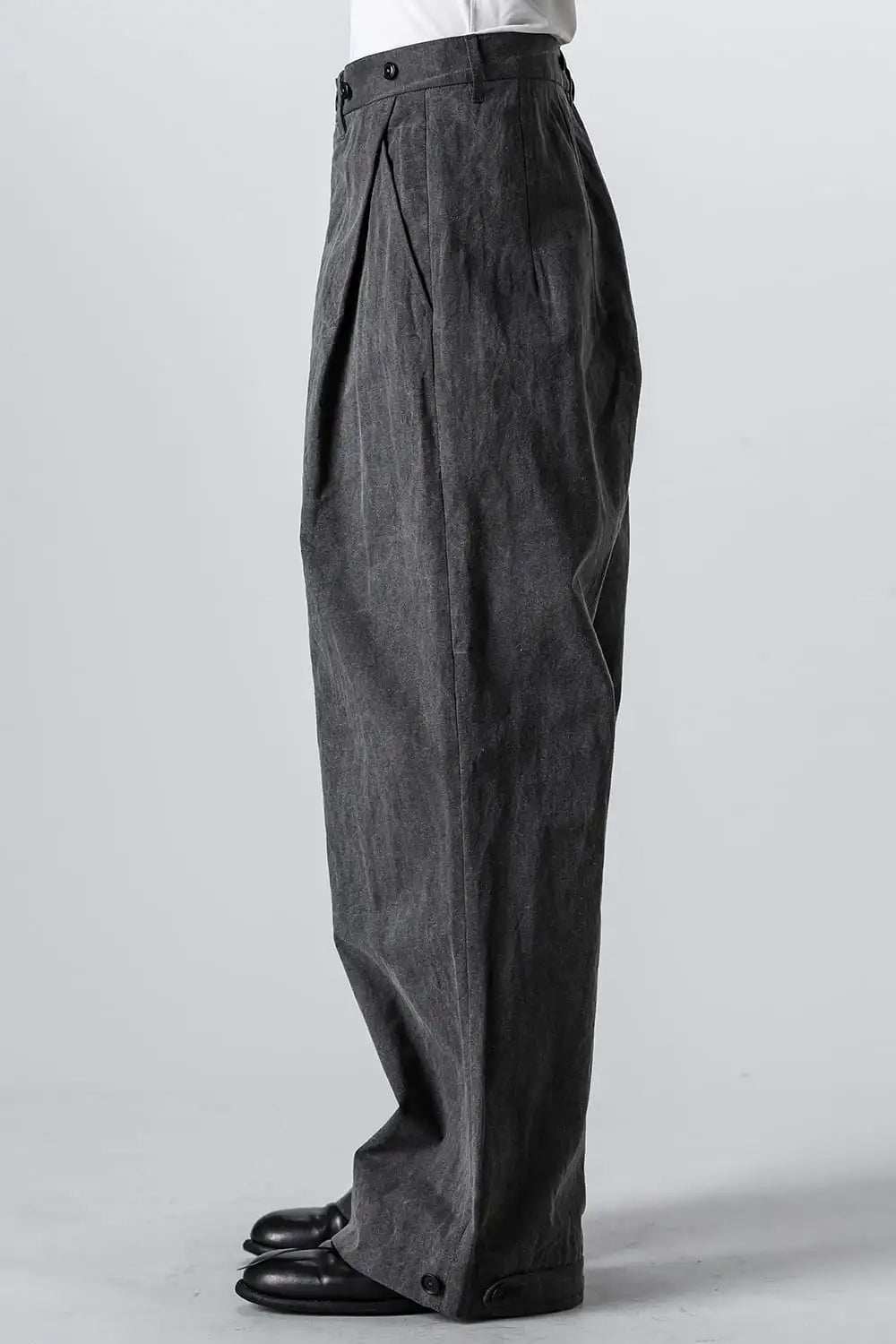 Side Tucked Wide Straight Trousers Sumi Black