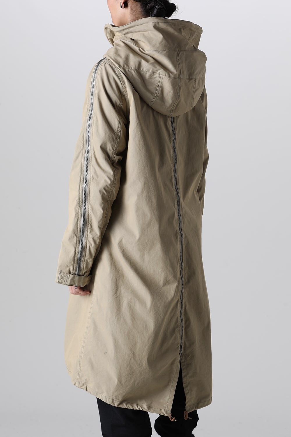 Multi Zip Military Hoodie Coat - Without Patches Beige