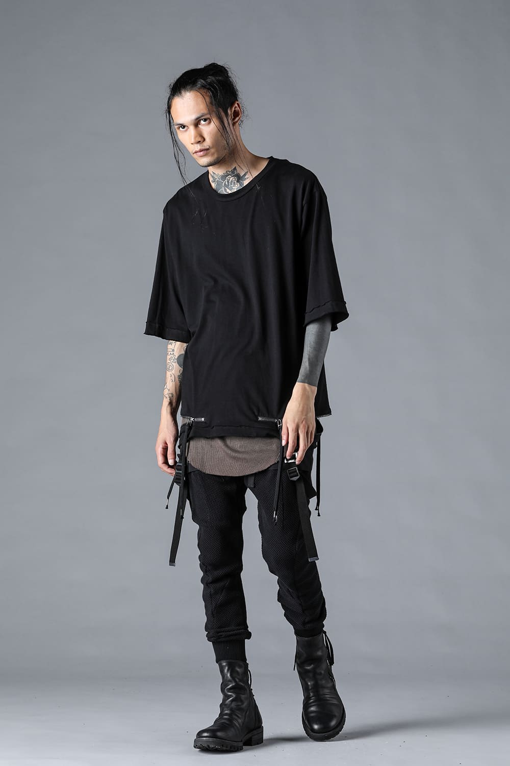 Honeycomb Cotton Jersey Suspender Drop-Crotch Jogger Pants