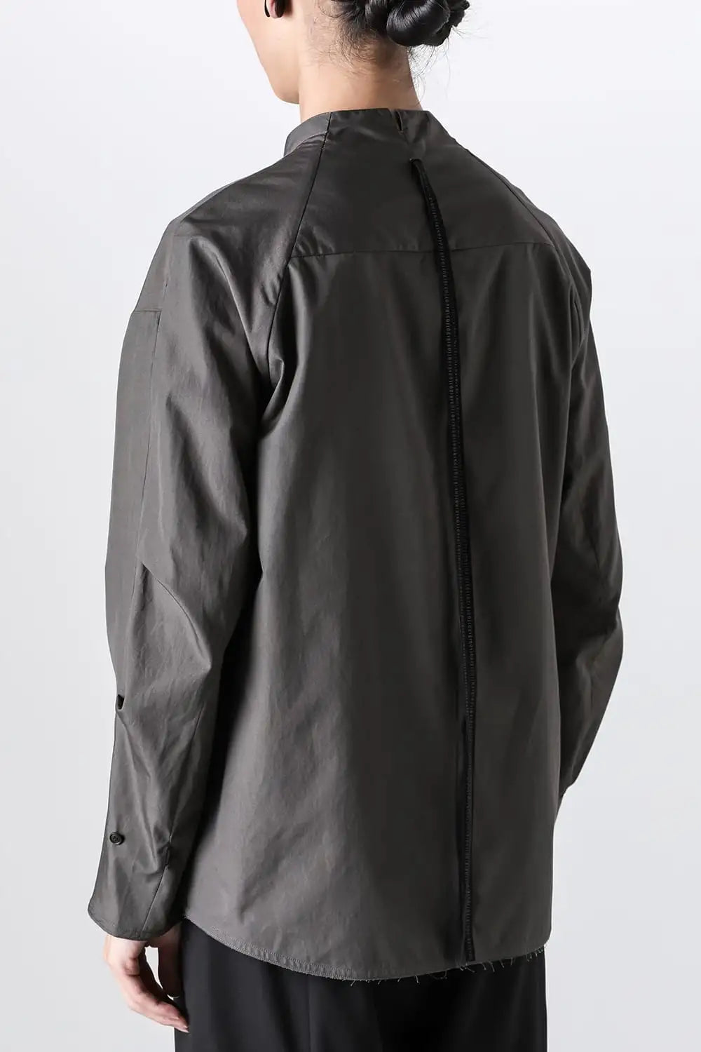 マオカラーシャツ 120/2 コットン マッドグレー