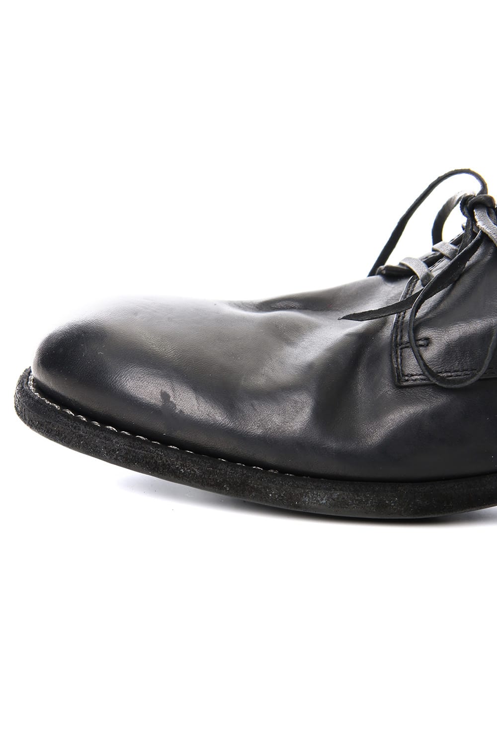 Classic Derby Shoes Laced Up Single Sole - Horse Full Grain Leather - Black