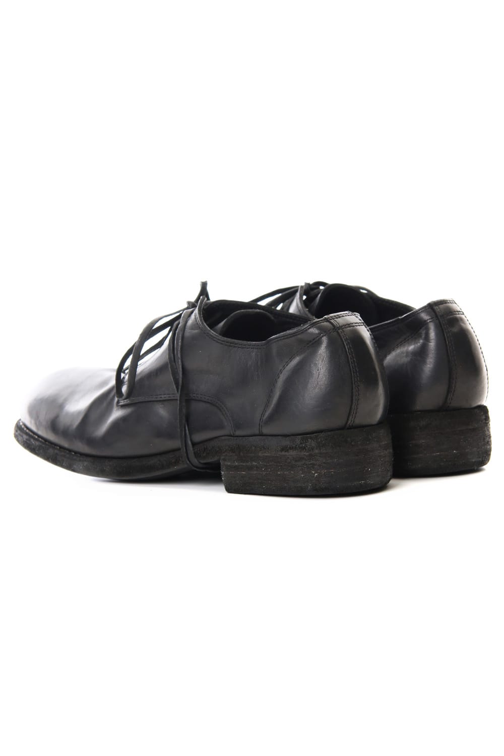 Classic Derby Shoes Laced Up Single Sole - Horse Full Grain Leather - Black