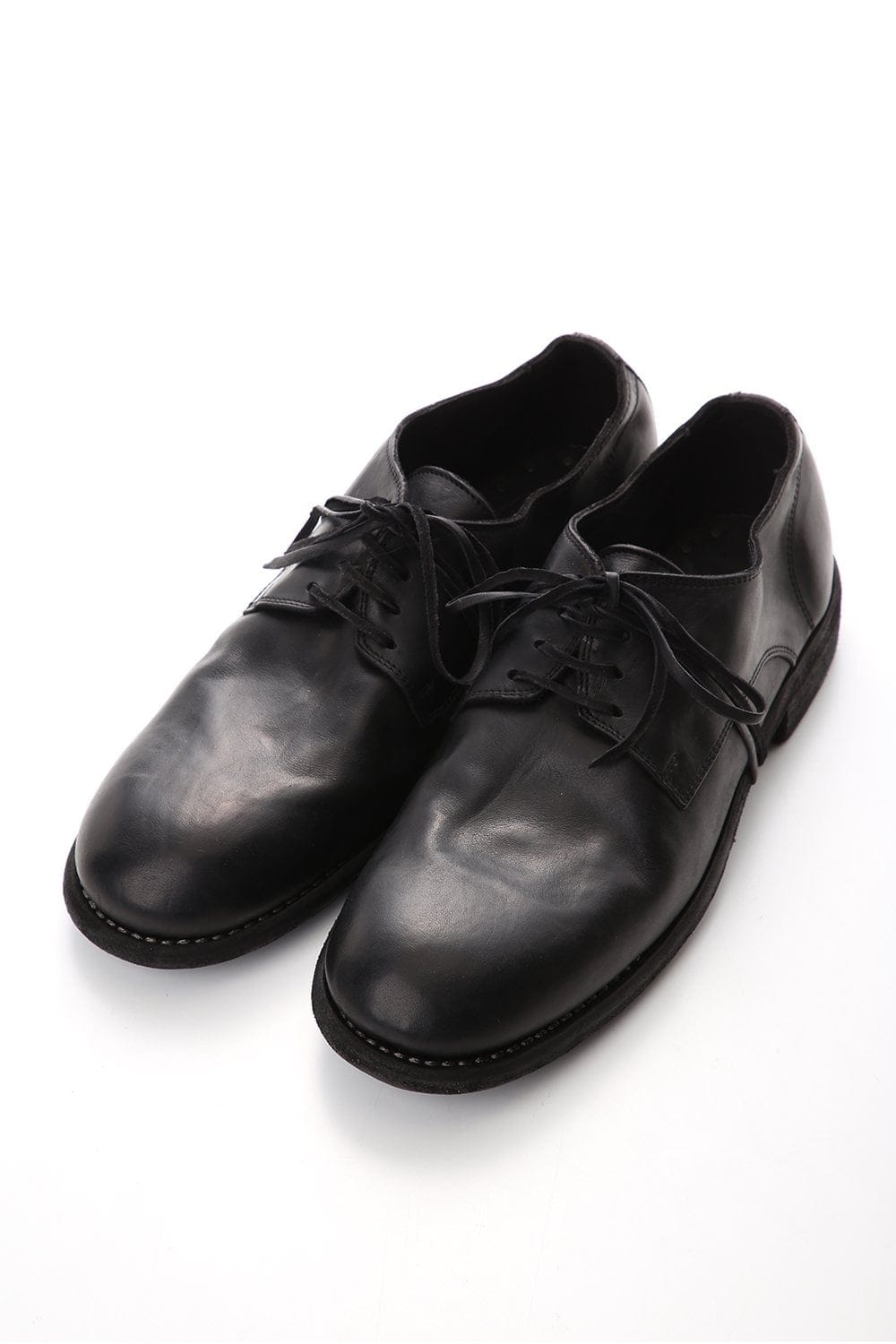 Classic Derby Shoes Laced Up Single Sole - Horse Full Grain - 992X Black