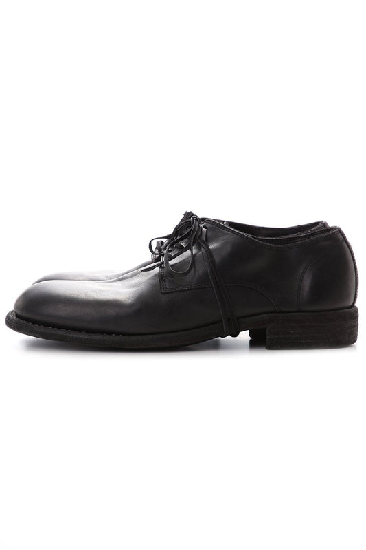 Classic Derby Shoes Laced Up Single Sole - Horse Full Grain - 992X Black