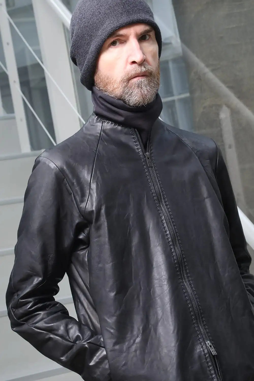 Leather  jacket  calf / silk   bonded