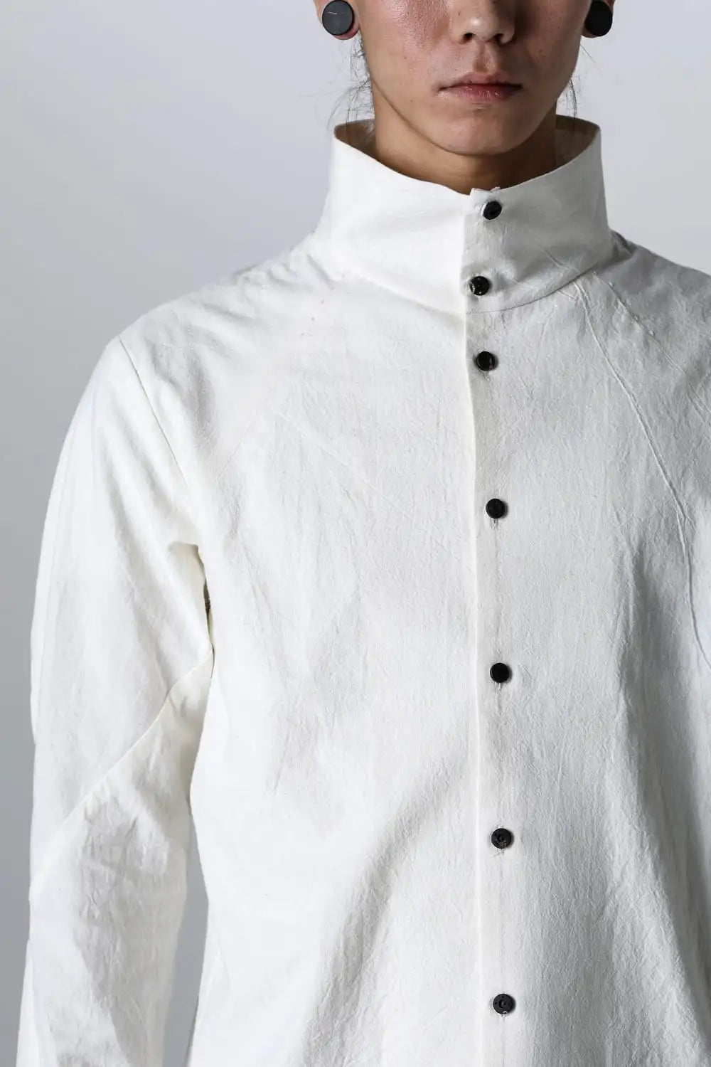 High neck shirt cotton / hemp