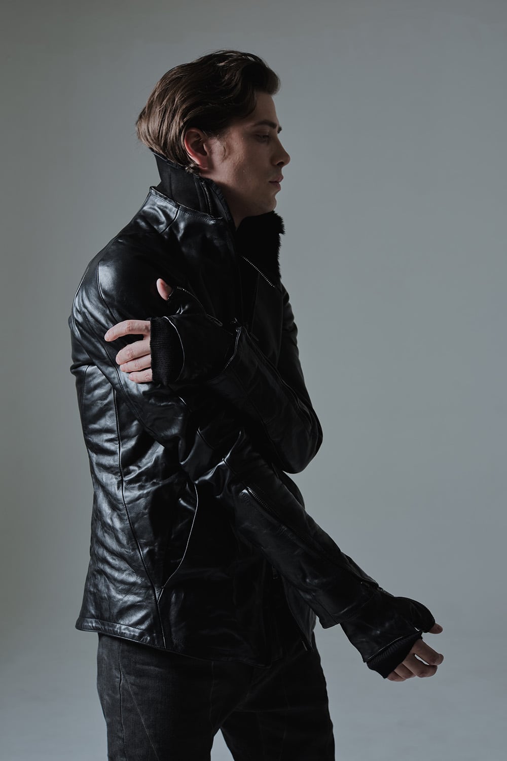 Horse Leather × Cashmere Combination Gloves - ST108-0059A