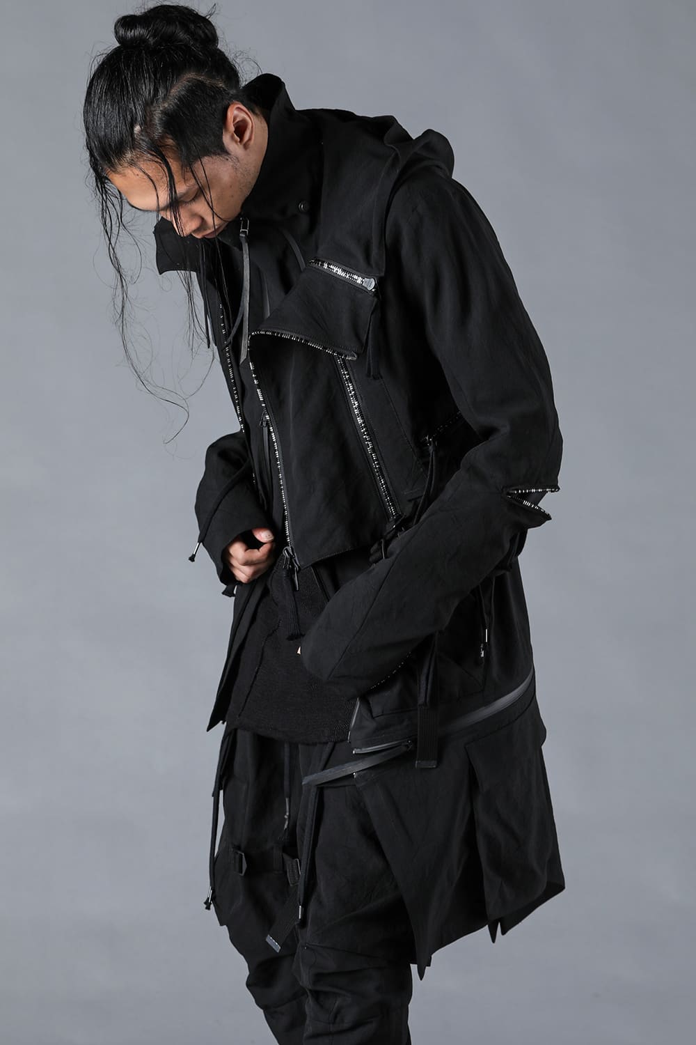 Salt-Shrunk Washed Dobby Border Military Coat