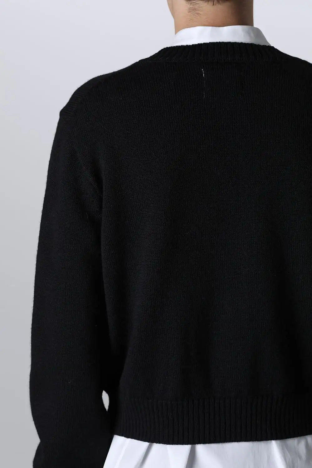 shetland wool cropped cardigan Black