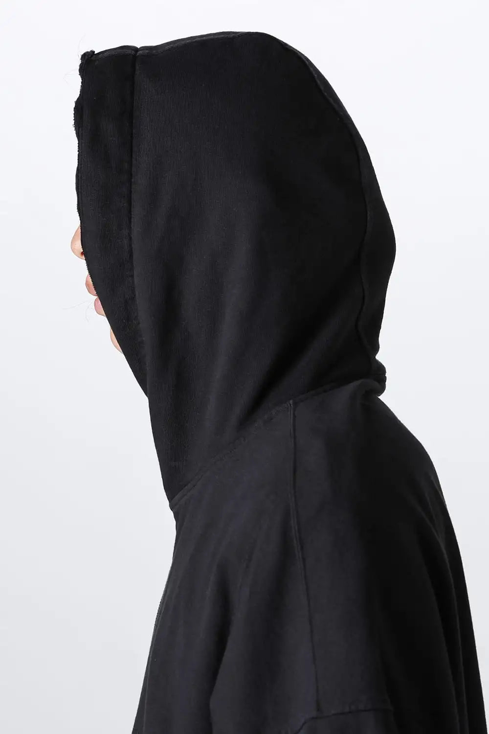 Cotton Sweat Zip Up Hoodie Black