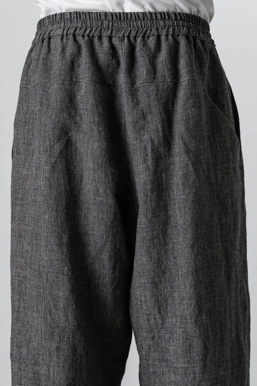 クロップドパンツ リネン グレンチェック