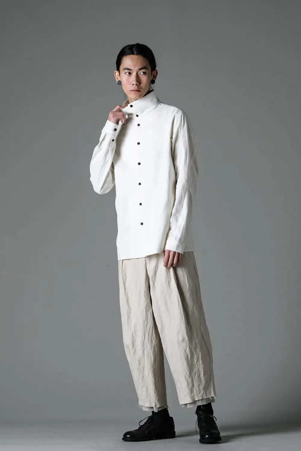 High neck shirt cotton / hemp