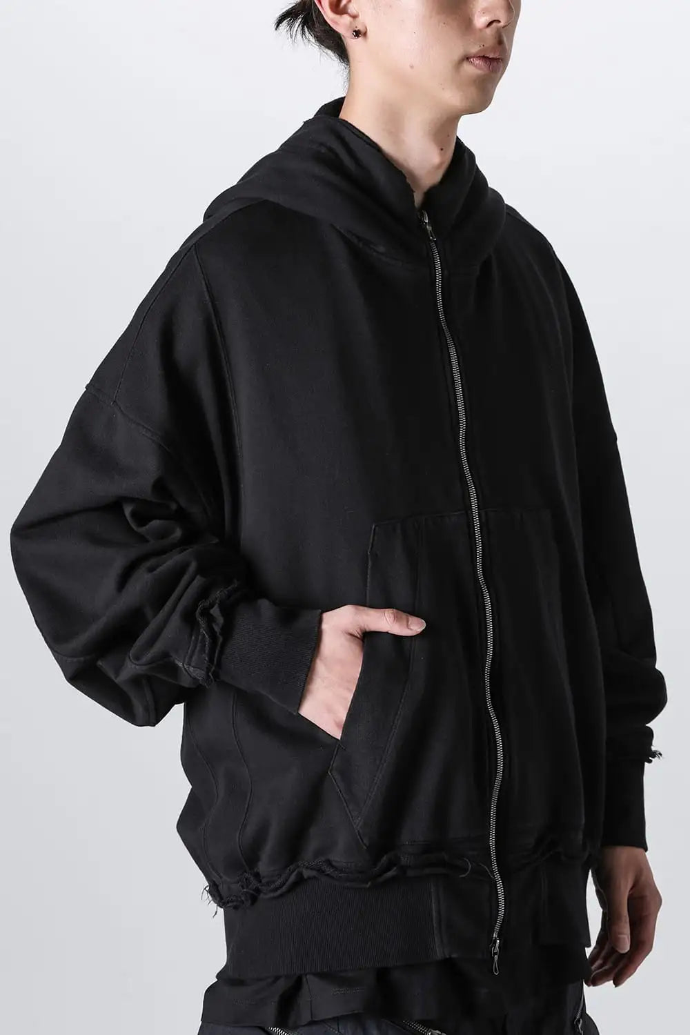 Cotton Sweat Zip Up Hoodie Black