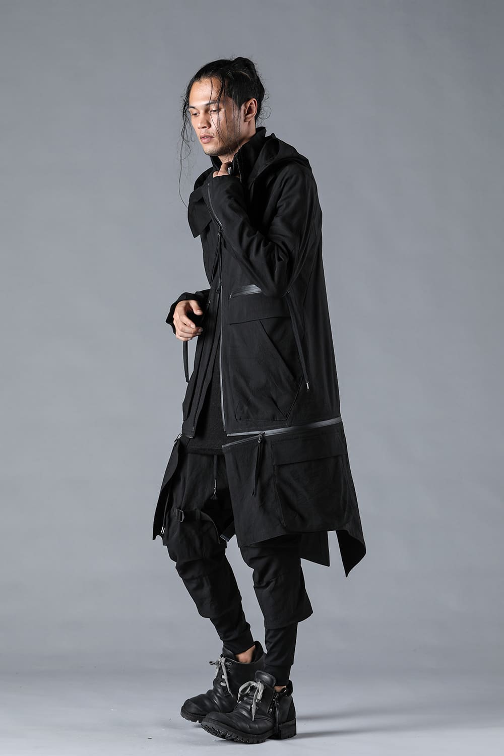 Salt-Shrunk Washed Dobby Border Military Coat