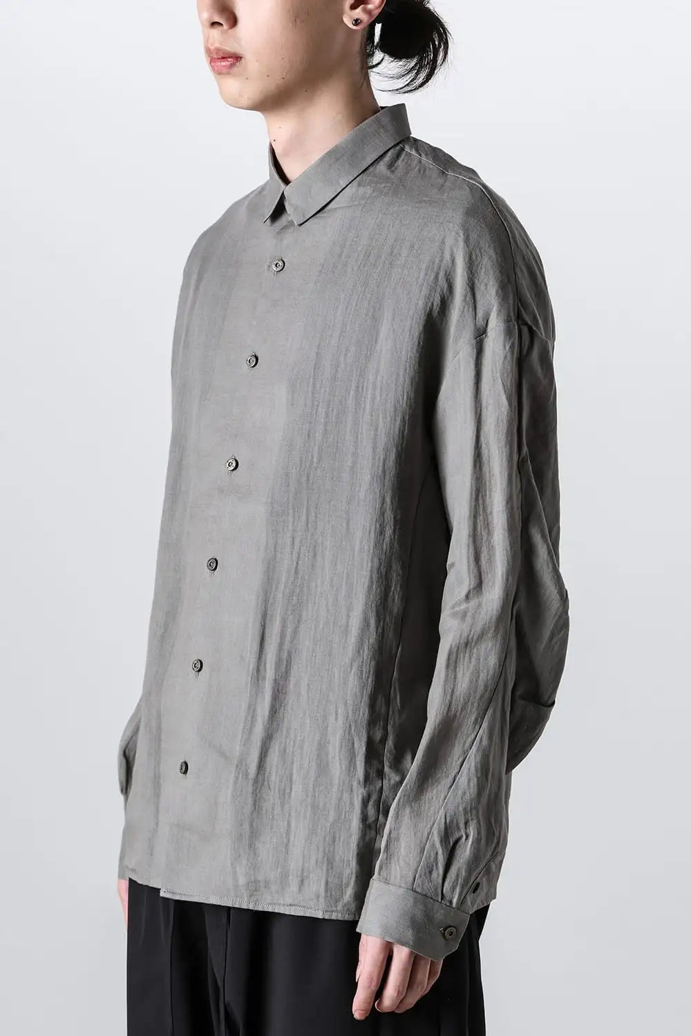 Shirt loose fit ramie Light Gray