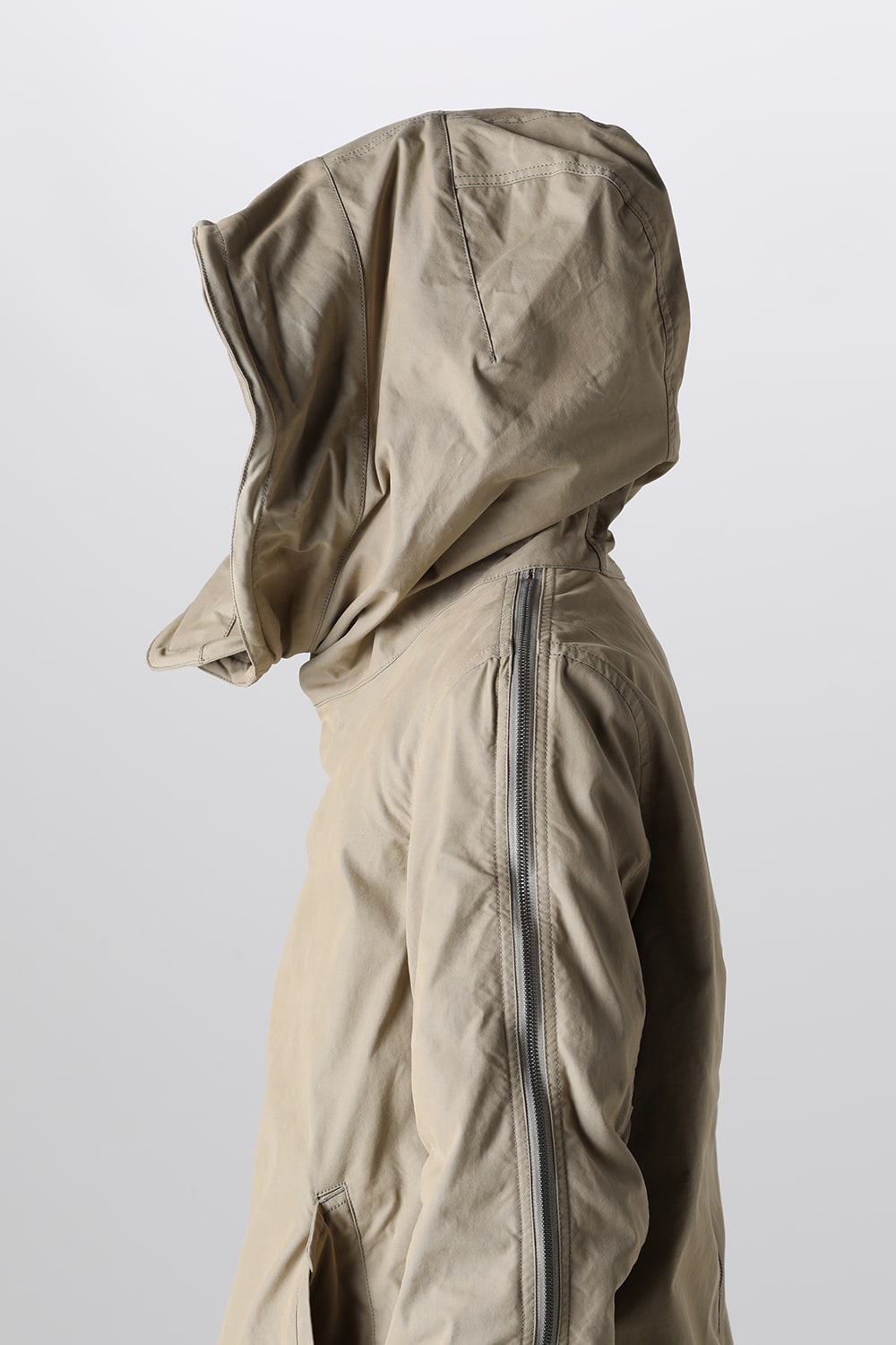 Multi Zip Military Hoodie Coat - Without Patches Beige