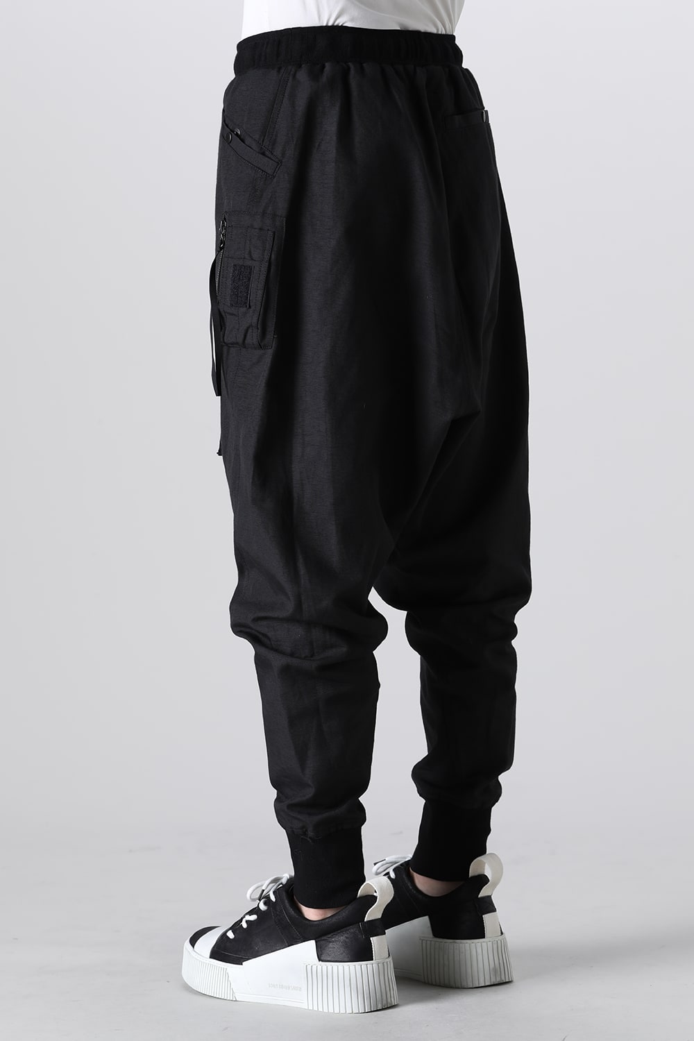 Nylon/Cotton Grosgrain Sarrouel Pants Black