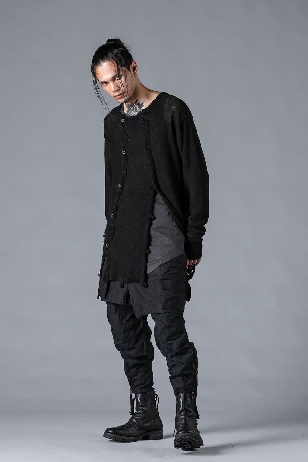 Patchwork Zip Adjustable Tapered Cropped Pants