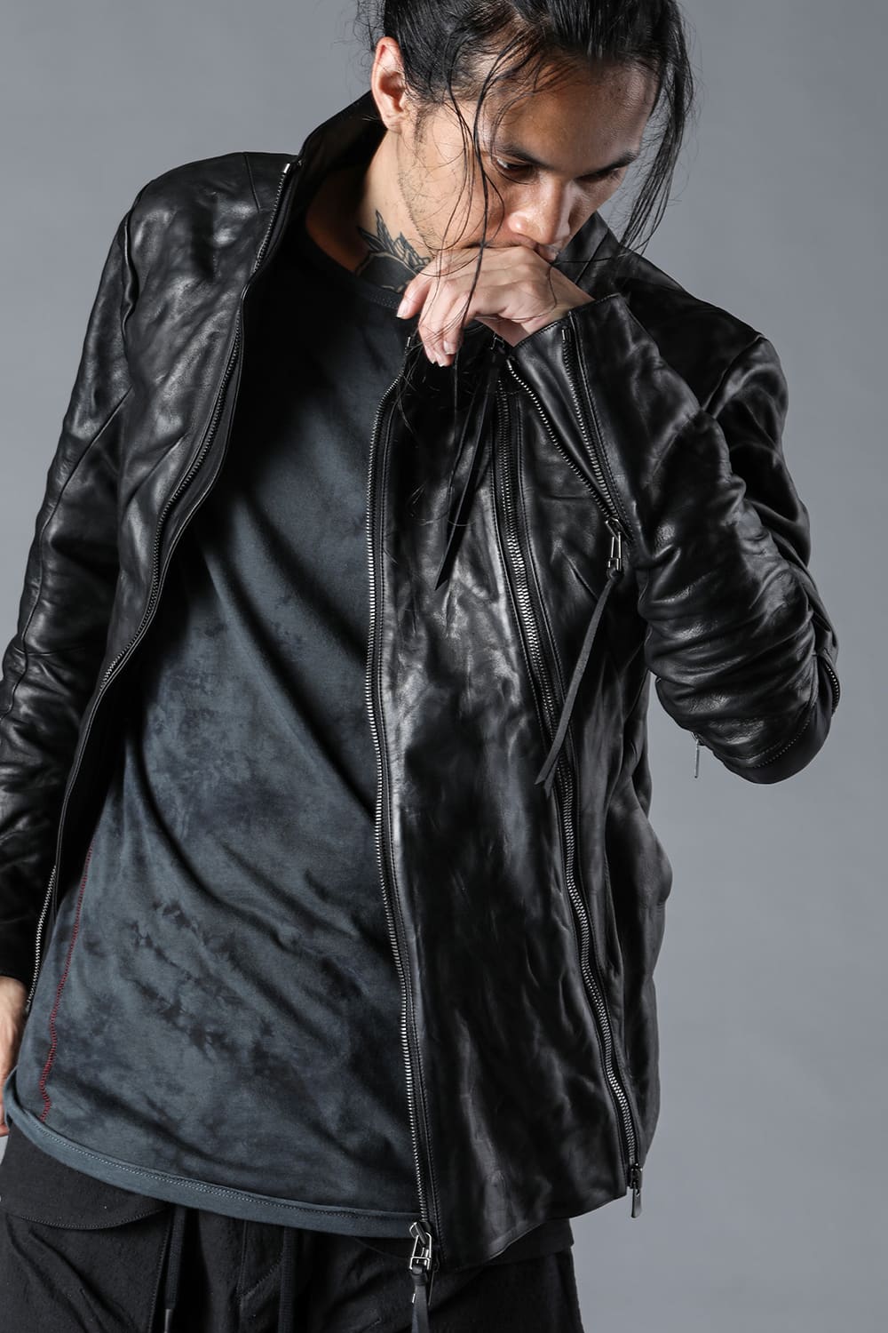 Wジッパーホースレザージャケット