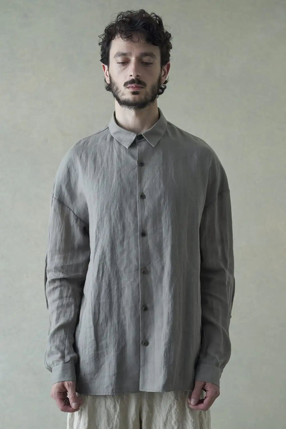Shirt loose fit ramie Light Gray