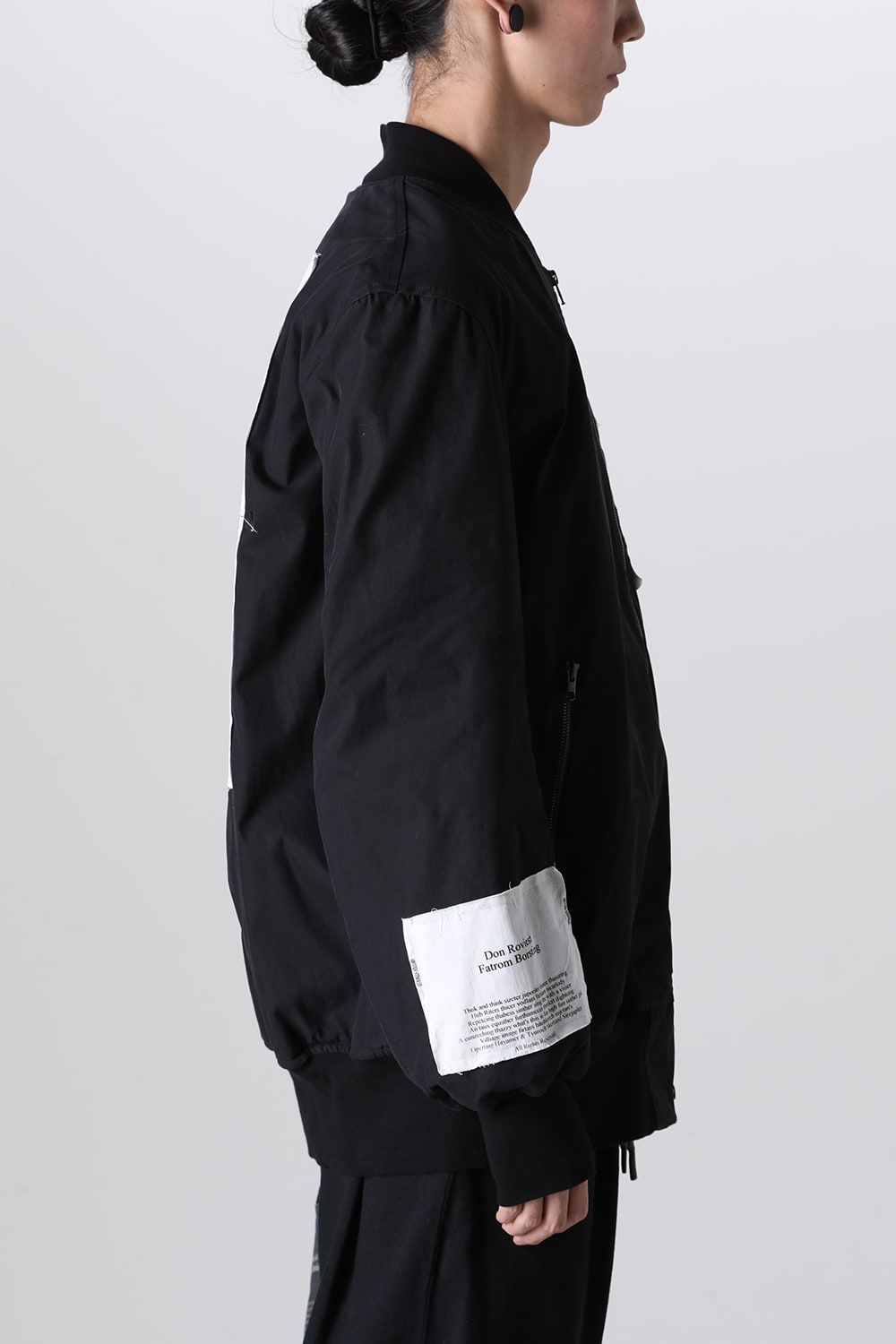 Oversized Bomber Jacket w/Printed Patches