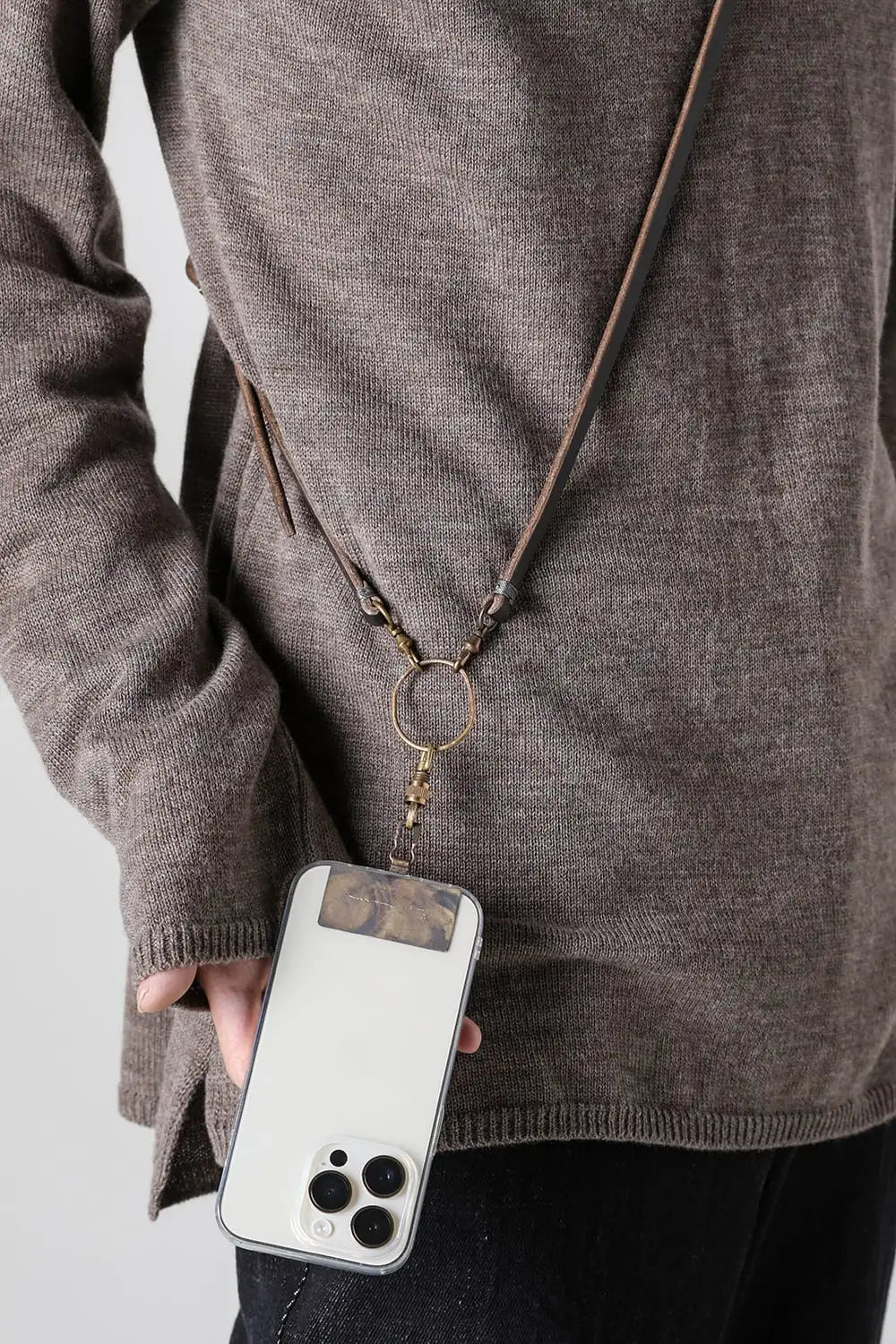 Phone Strap Conceria 800 oil bread Charcoal Gray