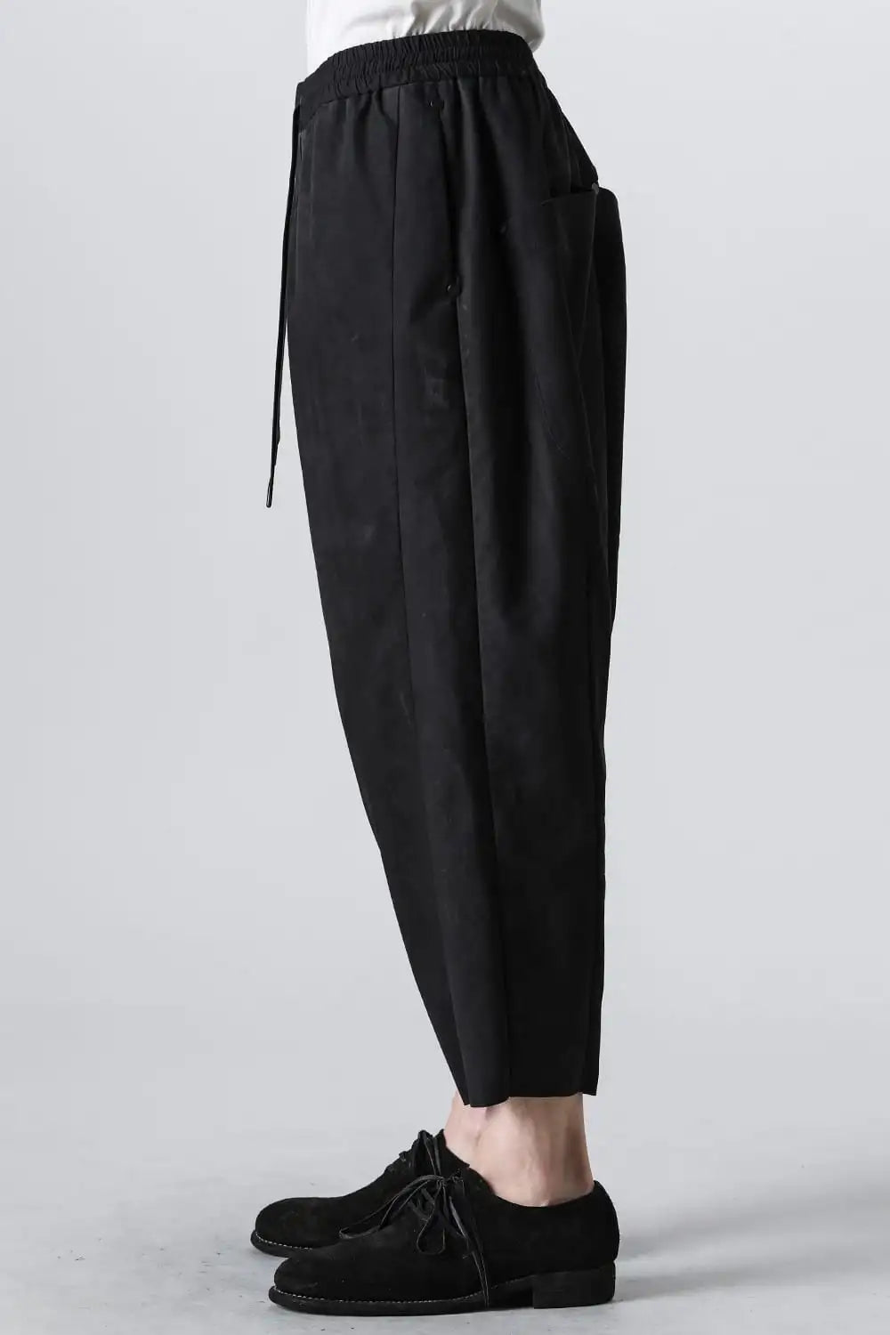 Relaxed pants soft nubuck cow leather Black